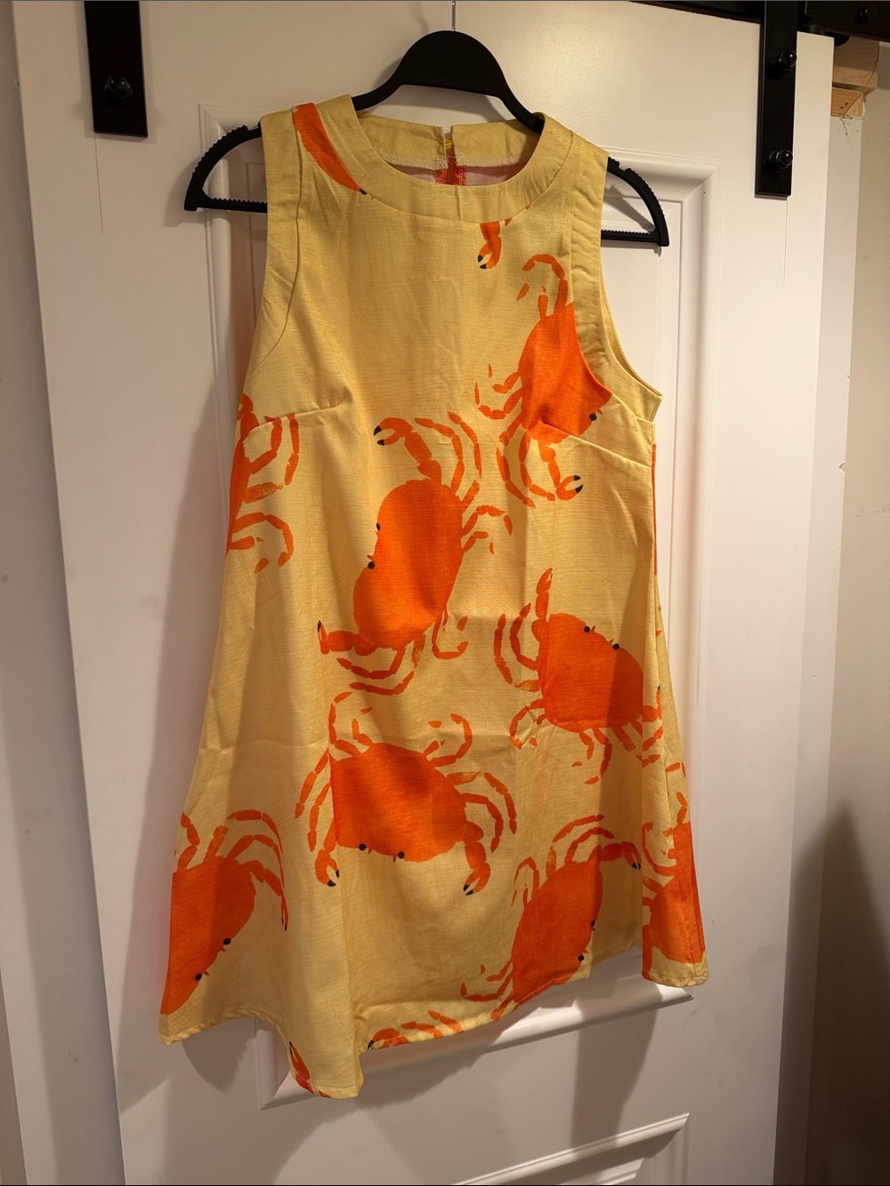 Yellow Crab Print Sleeveless Mini Dress